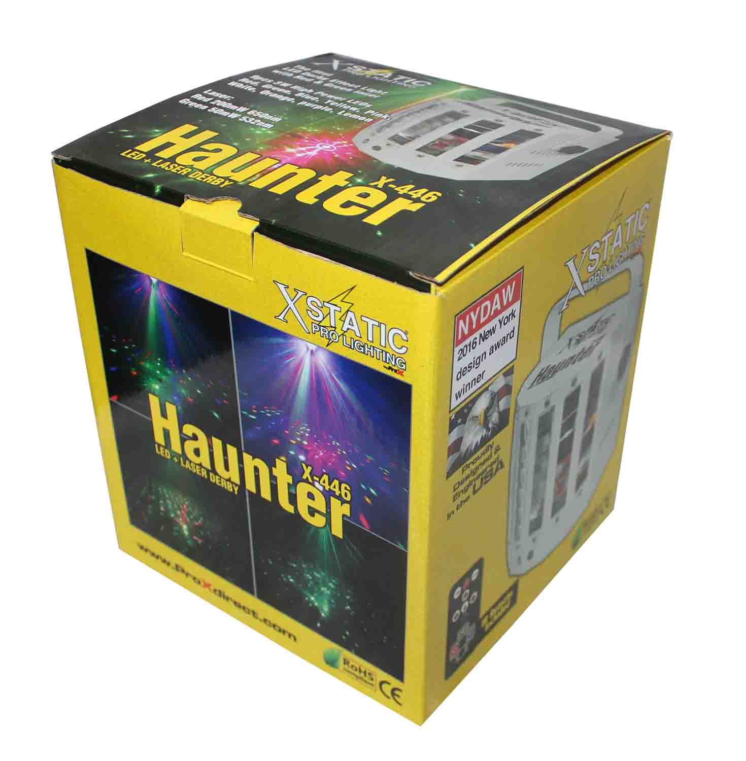 ProX X-446 HAUNTER LED DERBY RGBA Effect Light with Red and Green Laser Beam - Hollywood DJ