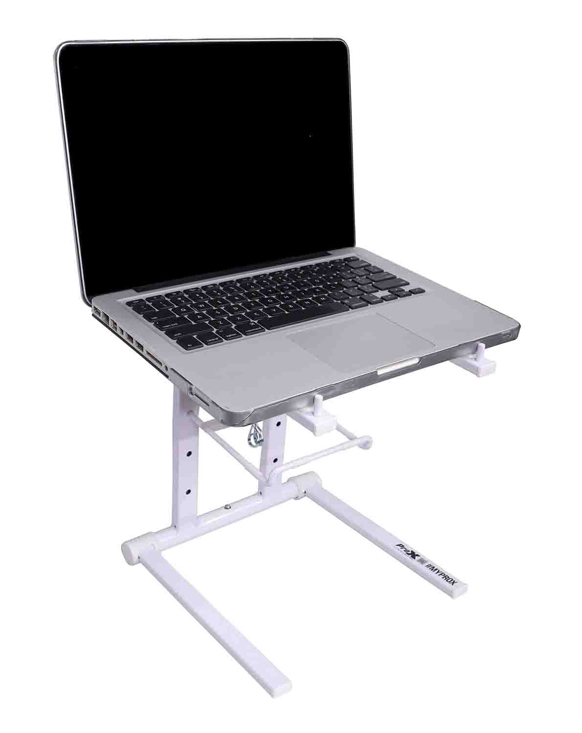 ProX T-LPS600WHITE, DJ Foldable Laptop Stand with Carrying Bag - White - Hollywood DJ