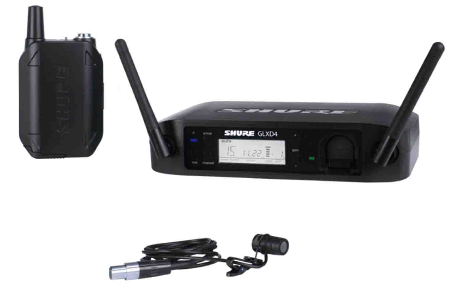 Shure GLXD14/85-Z2 Digital Wireless Lavalier Microphone Presenter System with WL185 Lavalier Microphone - Hollywood DJ