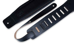 Levy's Leathers DM1PD-BLK 3″ Leather Guitar Strap - Black - Hollywood DJ
