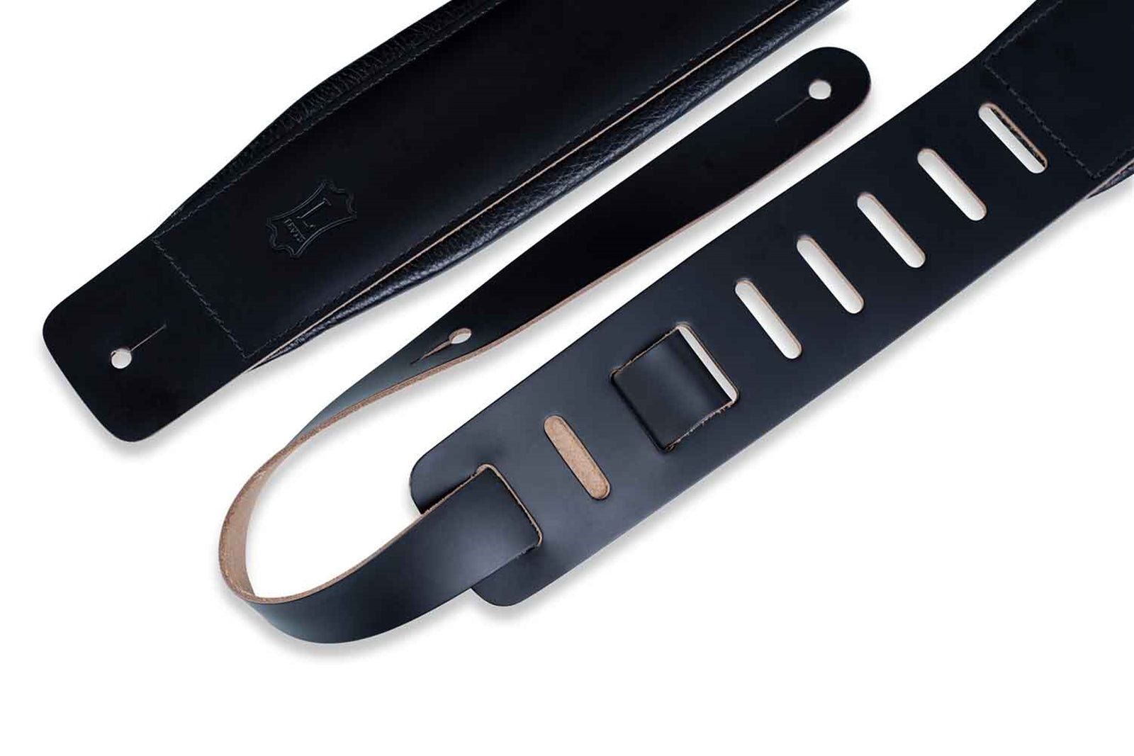 Levy's Leathers DM1PD-BLK 3″ Leather Guitar Strap - Black - Hollywood DJ