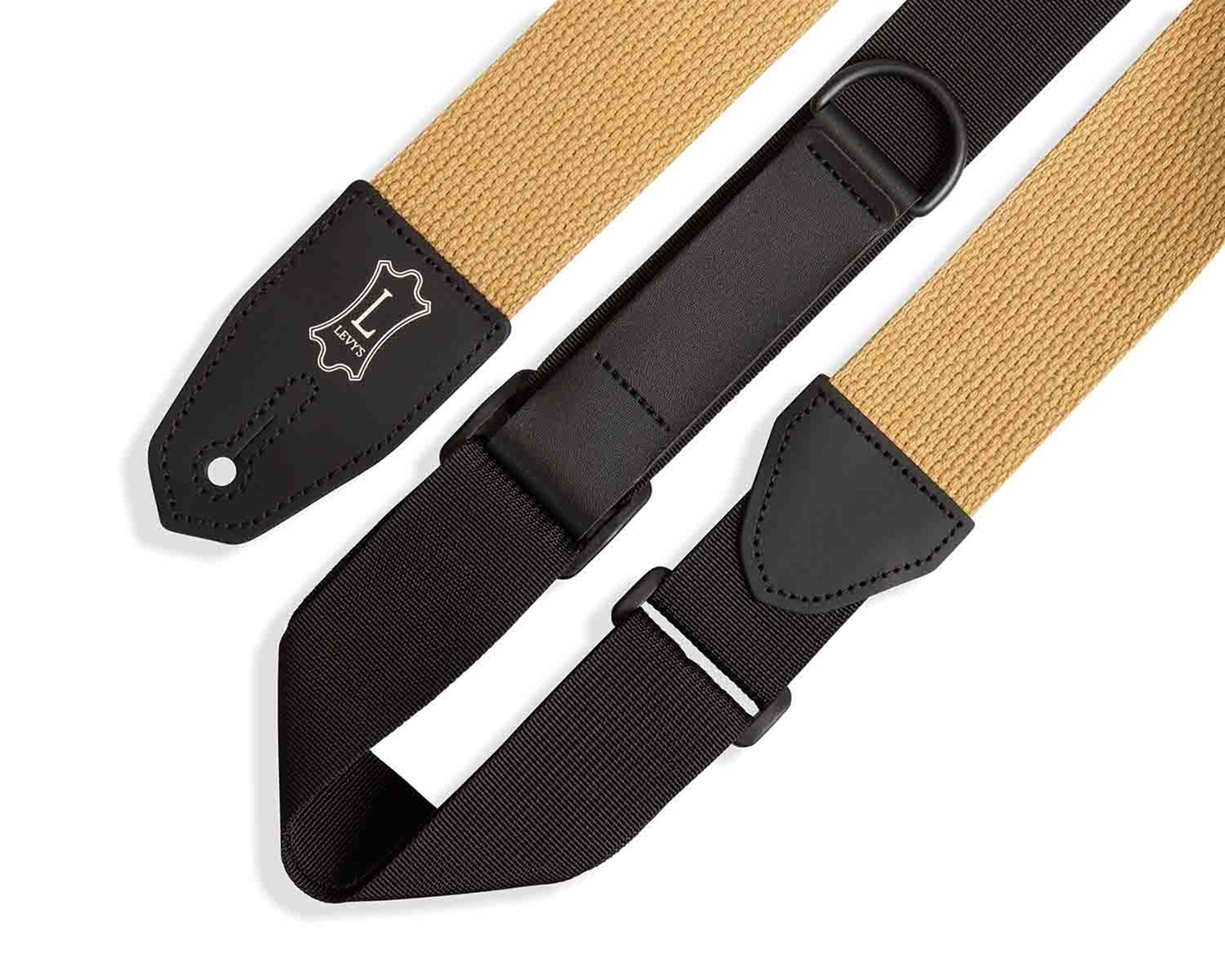 Levy's Leathers MRHC-TAN 3 inch Right Height Tan Cotton Leather Guitar Strap - Tan - Hollywood DJ