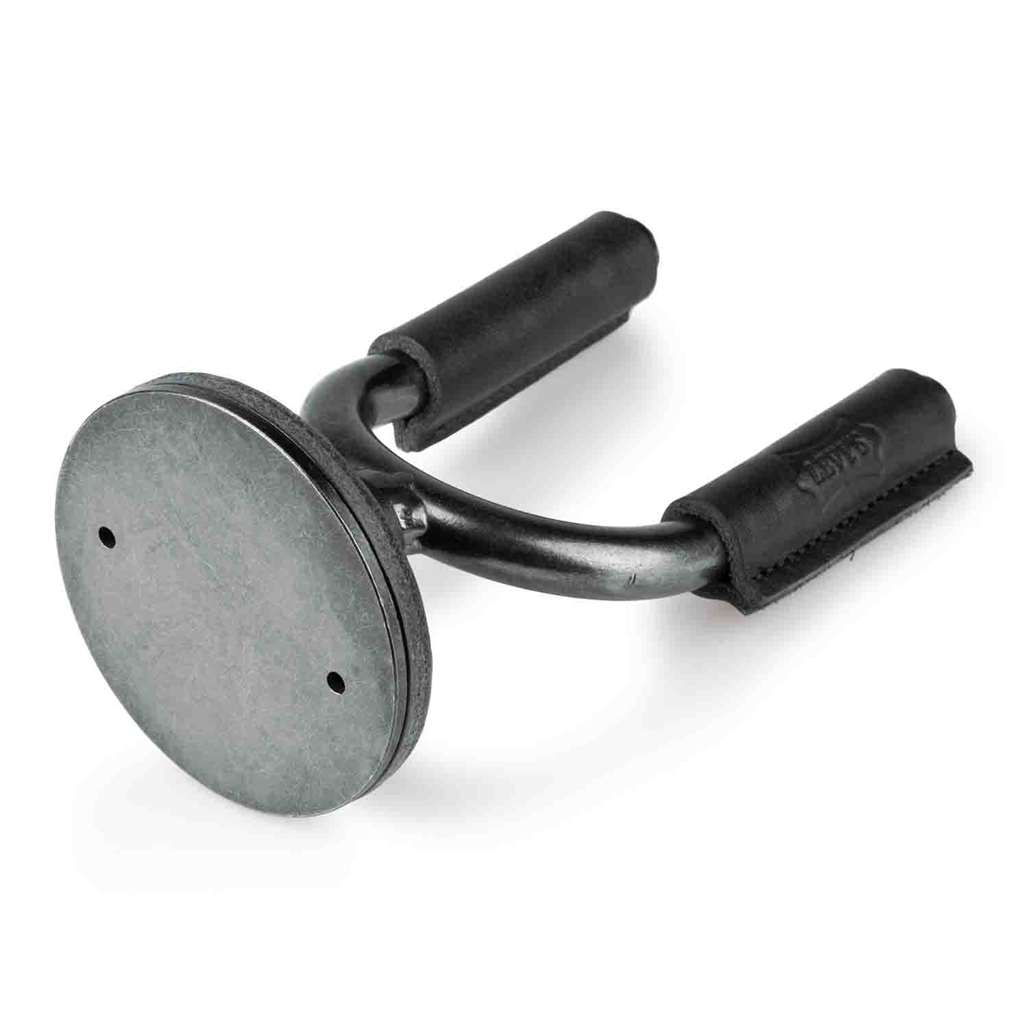 Levy's Leathers LVY-FGHNGR-SMBK Smoke Forged Guitar Hanger with Black Leather - Hollywood DJ