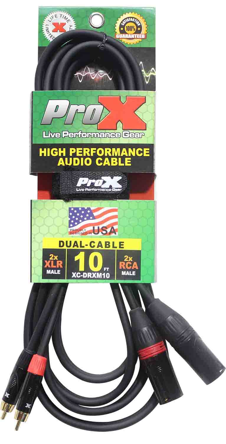 Prox XC-DRXM10 Unbalanced Dual RCA-M to Dual XLR3-M High Performance Audio Cable - 10 Feet - Hollywood DJ