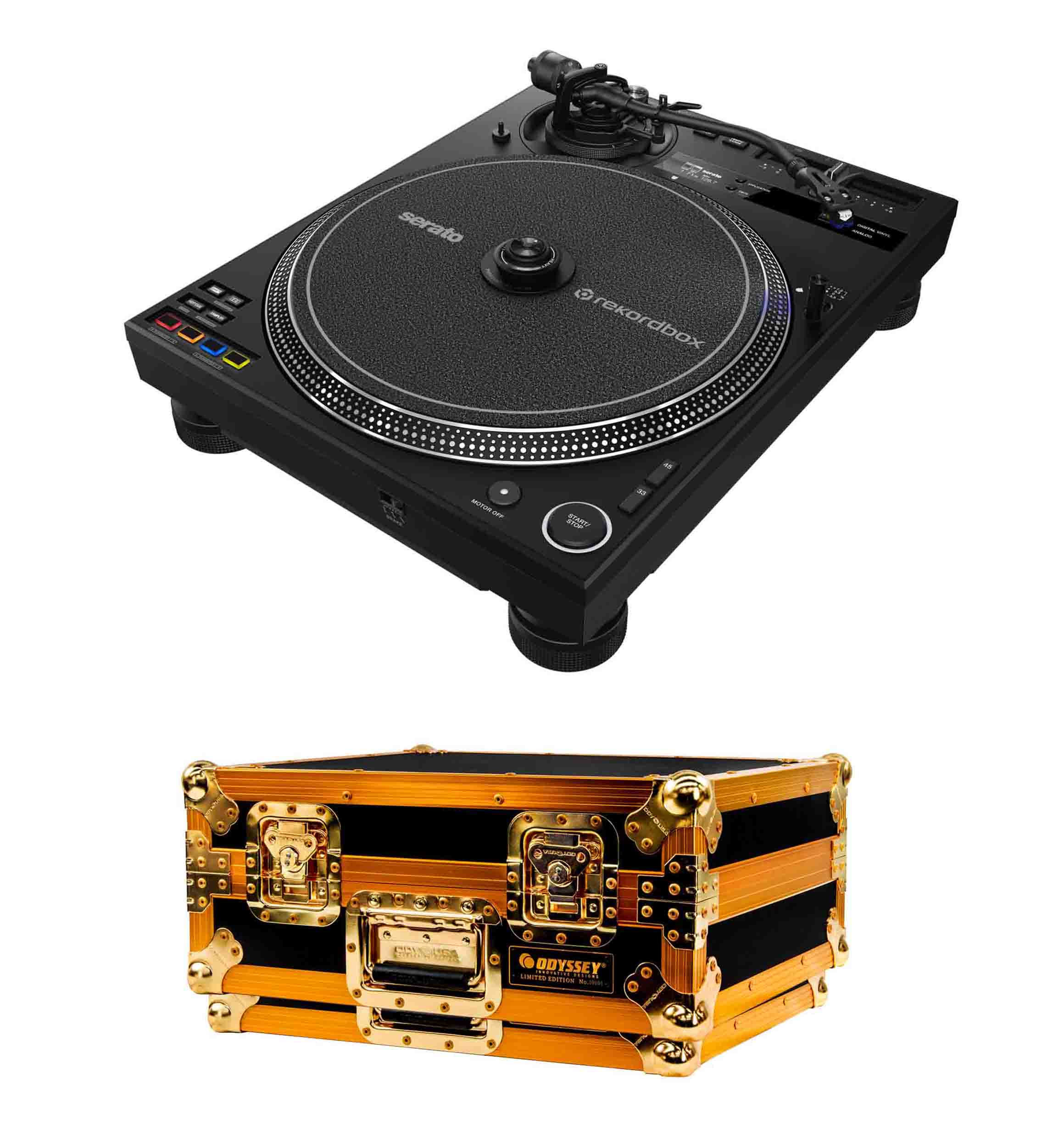 Pioneer DJ Package Hybrid Turntable with Gold Flight Case - Hollywood DJ