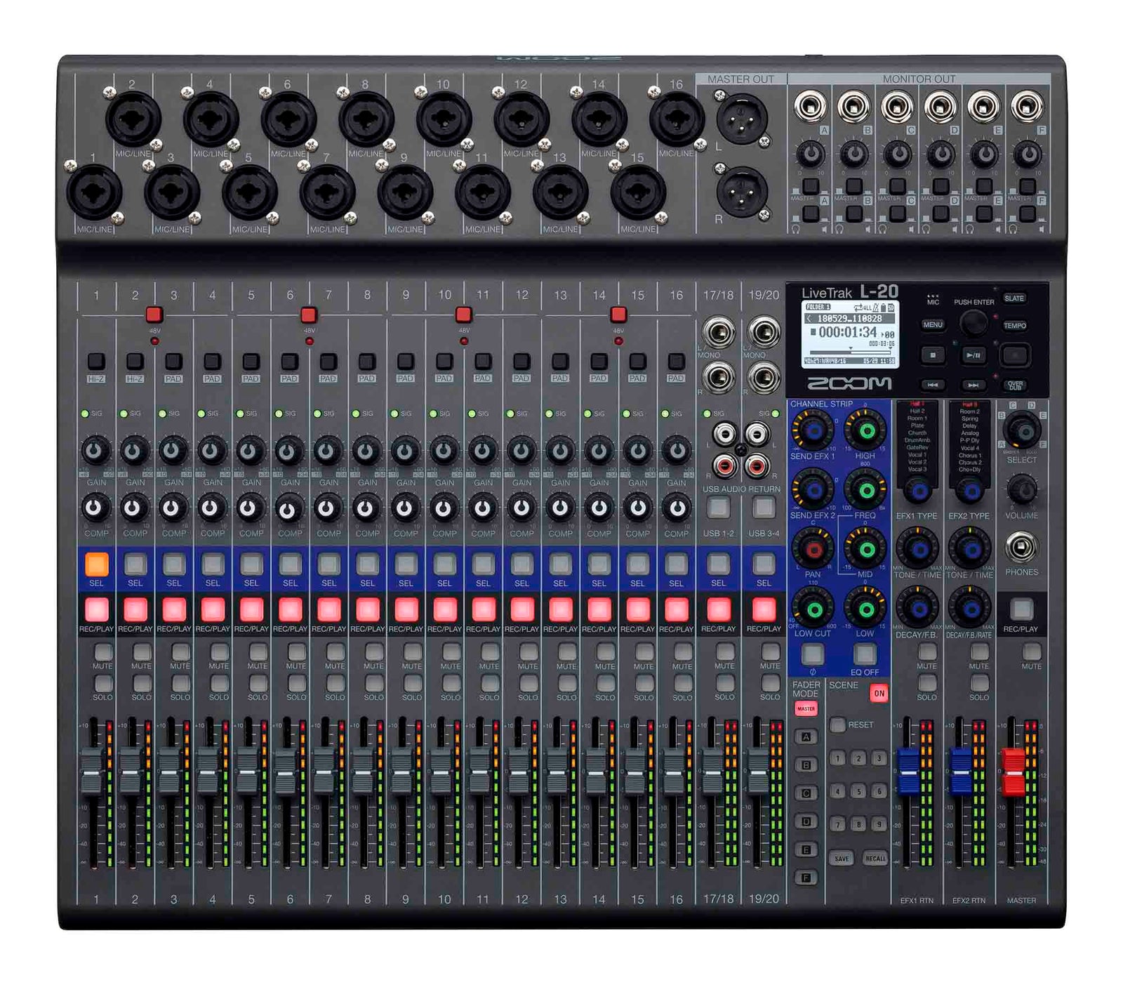 Open Box: Zoom LIVETRAK L-20, 20 Channel Mixer with Multi Track Recorder - Hollywood DJ