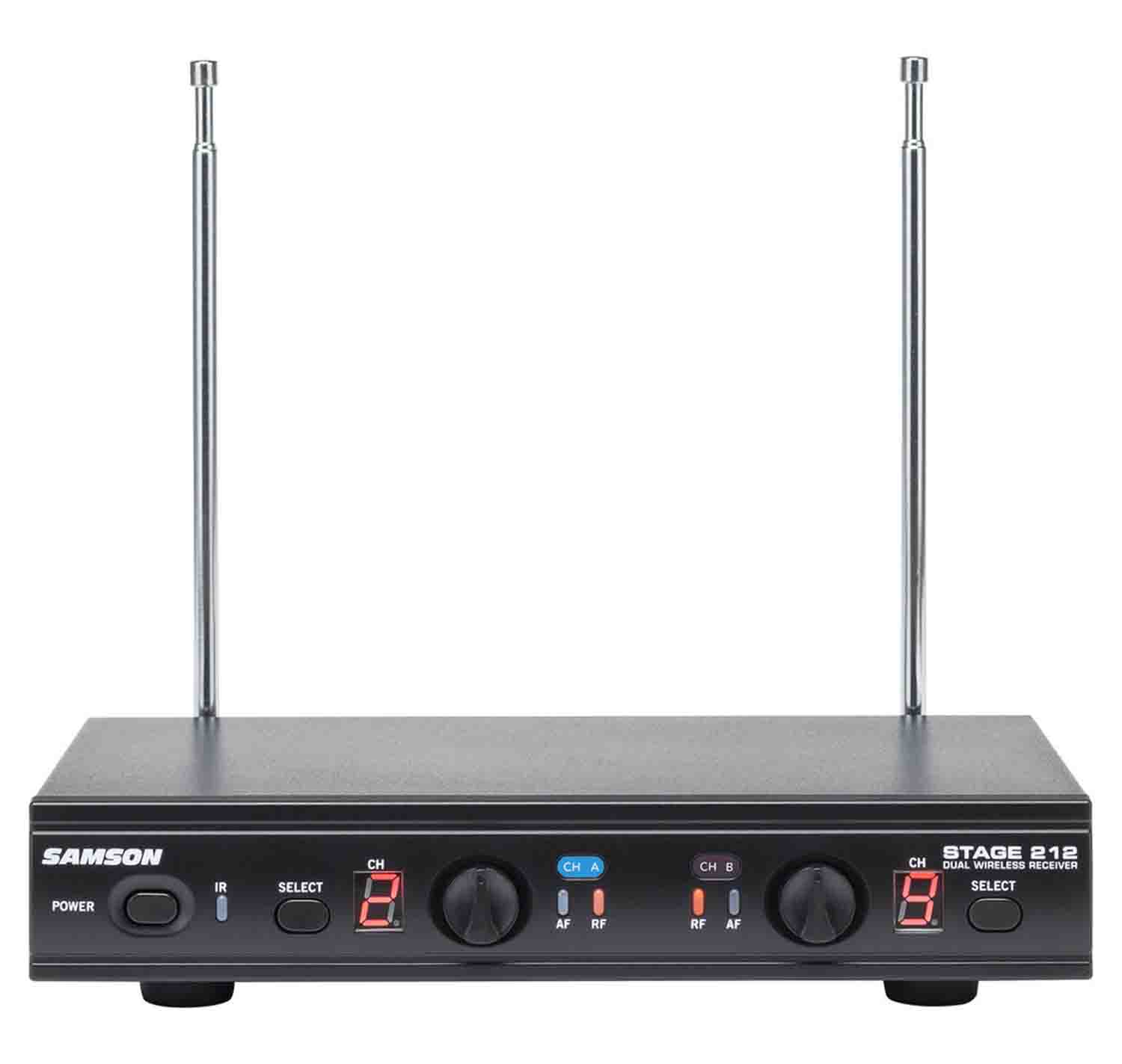 Samson SWS212HH-E, Stage 212 Frequency Agile Dual Channel Handheld VHF Wireless System - 173 to 198 MHz - Hollywood DJ