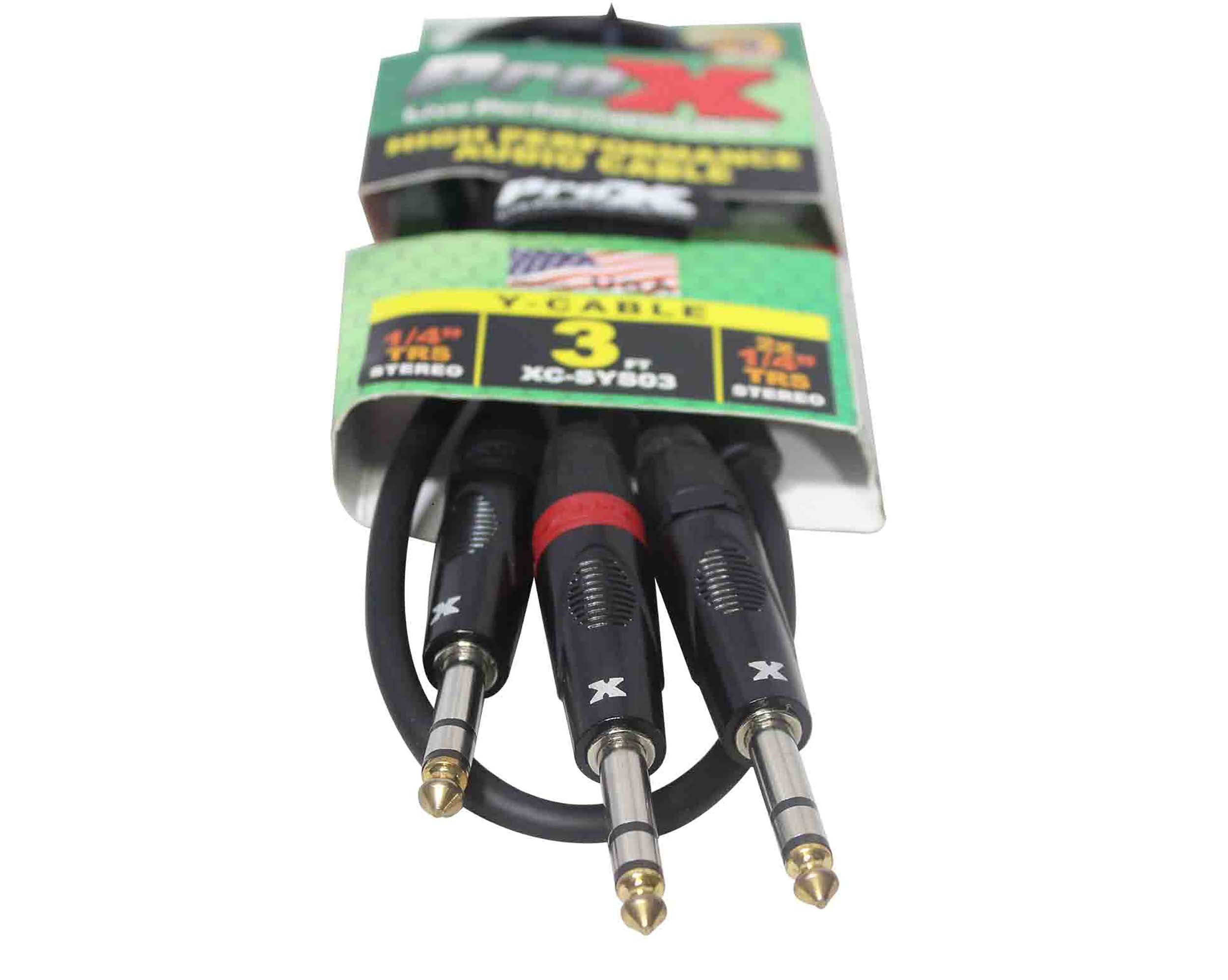 Prox XC-SYS03 1/4" TRS-M to Dual 1/4" TRS-M High Performance Audio Cable - 3 Feet by ProX Cases