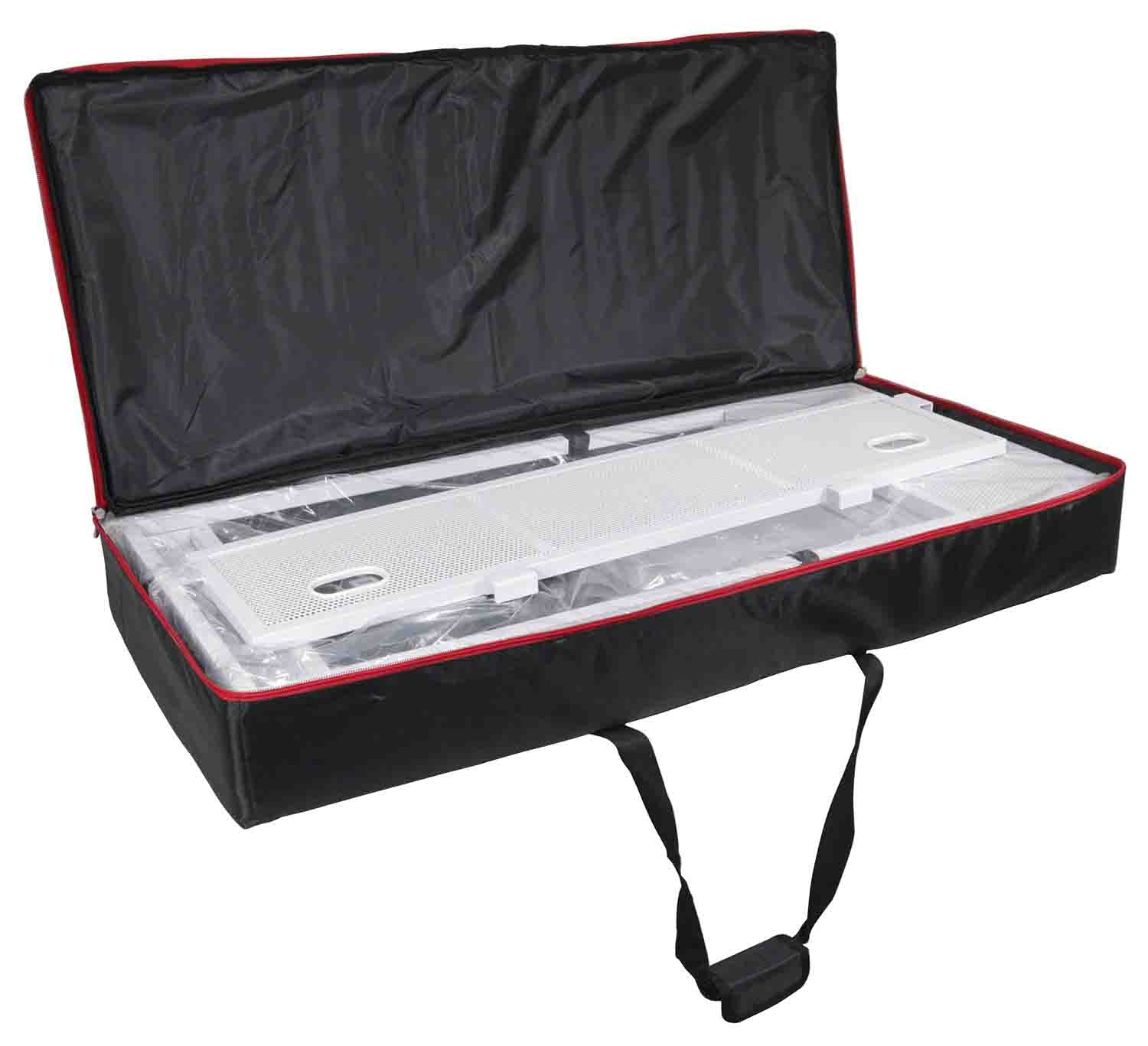 ProX XF-VISTA WH MK2 DJ Booth Facade Table Station Frame with Scrim kit and Padded Travel Bag - White/ Black - Hollywood DJ