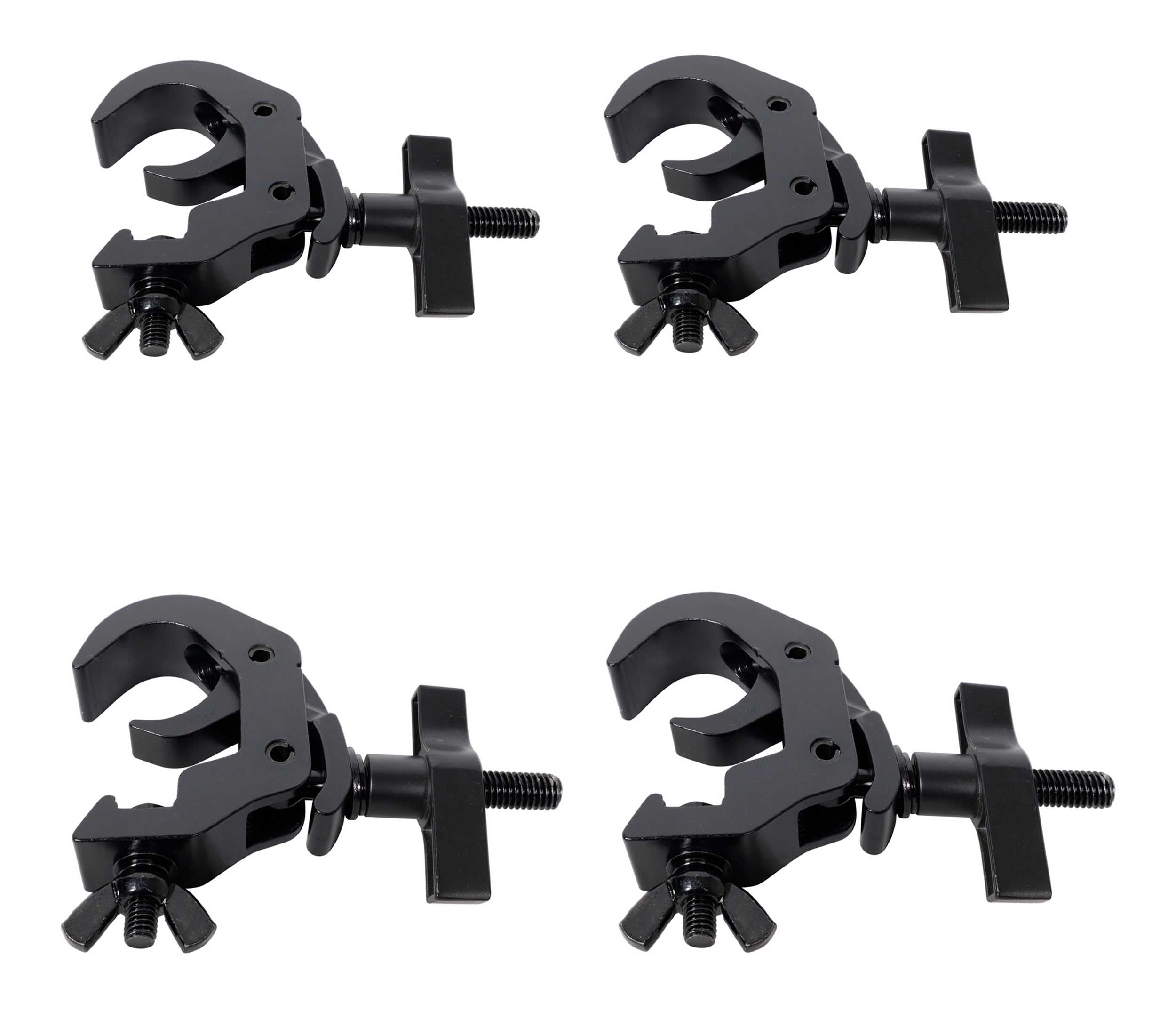 ProX T-C12H-BLKX4, Set of 4 Aluminum Self-Locking M10 Clamp with Big Wing Knob for 2" Truss Tube Capacity 330 lbs - Black - Hollywood DJ