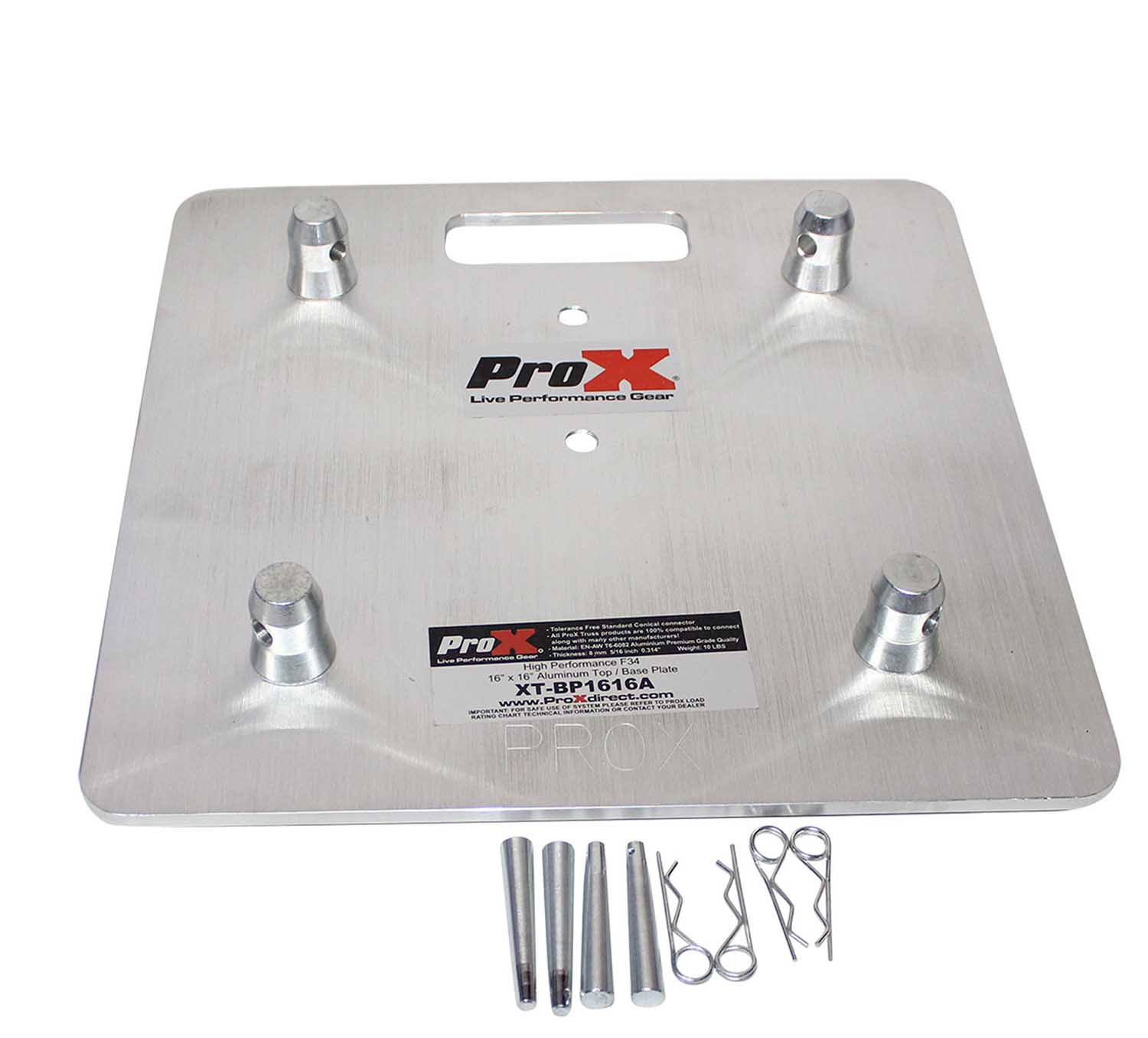 ProX XT-BP1616A Aluminum Base Plate Fits Most Manufacturers F34 Trussing with Conical Connectors - 16" x 16" - Hollywood DJ