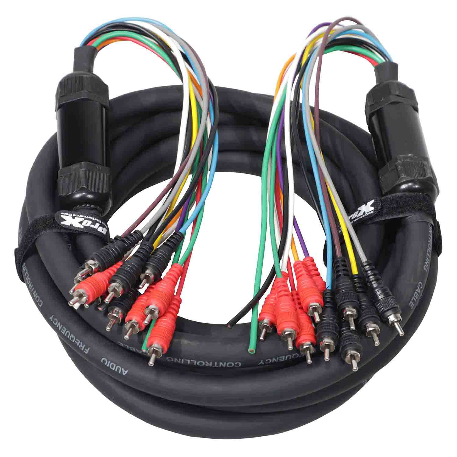 ProX XC-MEDOOZA25, 10 RCA Channel + 3 Power Cable for Marine and Car Audio - 25 Feet - Hollywood DJ