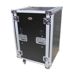ProX T-18RSPWDST 18U Vertical Shockproof Rack Case 20 In Deep W-Side Tables and Casters - Hollywood DJ