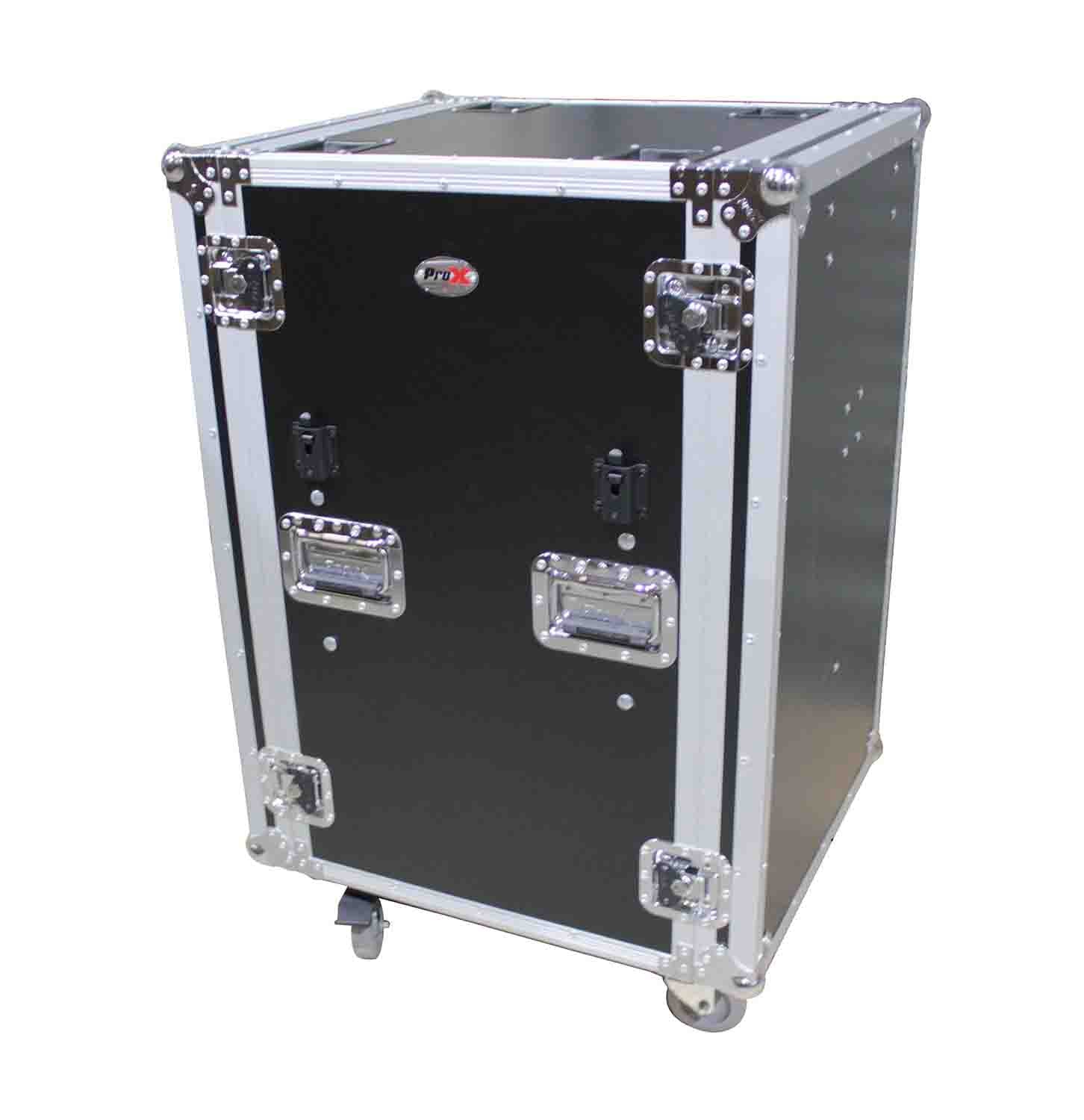 ProX T-18RSPWDST 18U Vertical Shockproof Rack Case 20 In Deep W-Side Tables and Casters - Hollywood DJ