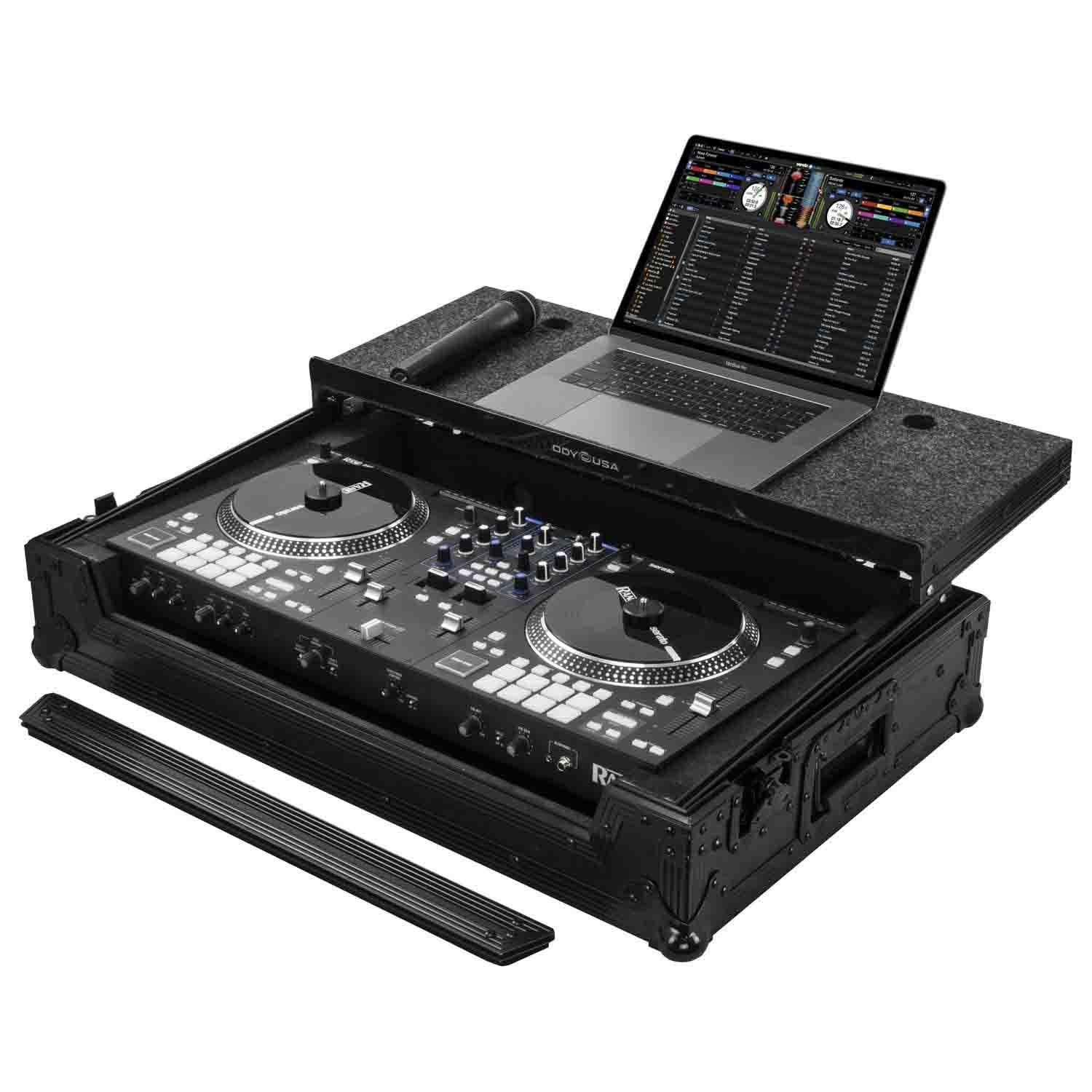 Open Box: Odyssey FZGSRANEONEBL Limited Edition Black Label Low Profile Rane One DJ Flight Case with Patented Glide Platform - Black - Hollywood DJ
