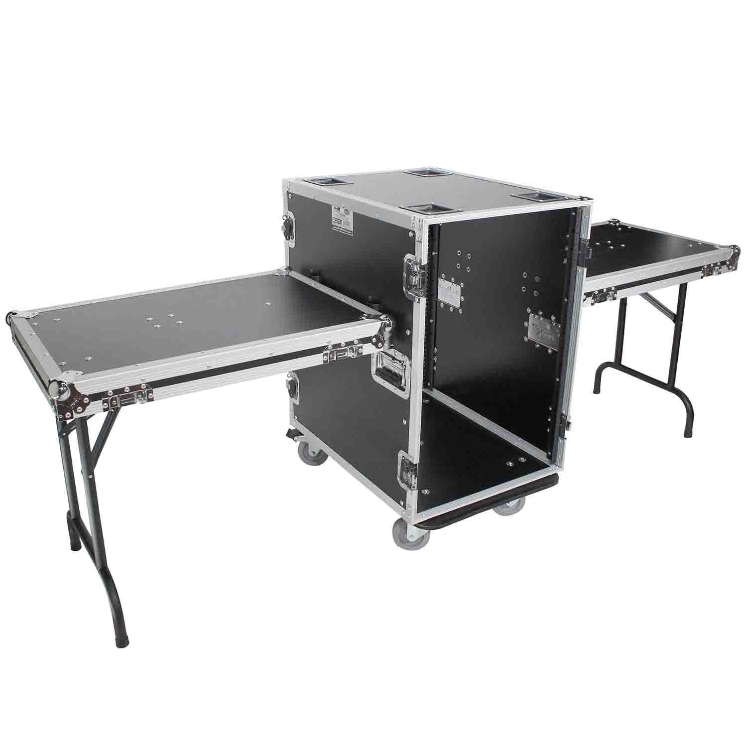 ProX T-16RSS24WDST, 16U Space Amp Rack Mount ATA Flight Case Incl. 2x Side Tables and Casters - 24" Depth - Hollywood DJ