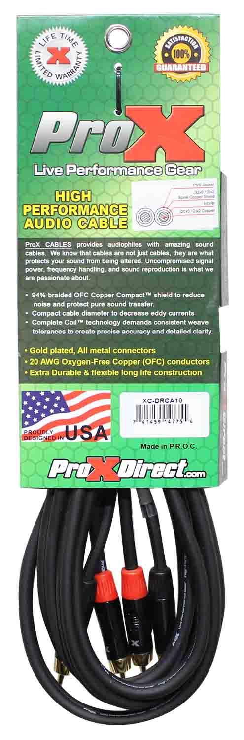 Prox XC-DRCA10 Dual RCA-M to Dual RCA-M High Performance Audio Cable - 10 Feet - Hollywood DJ