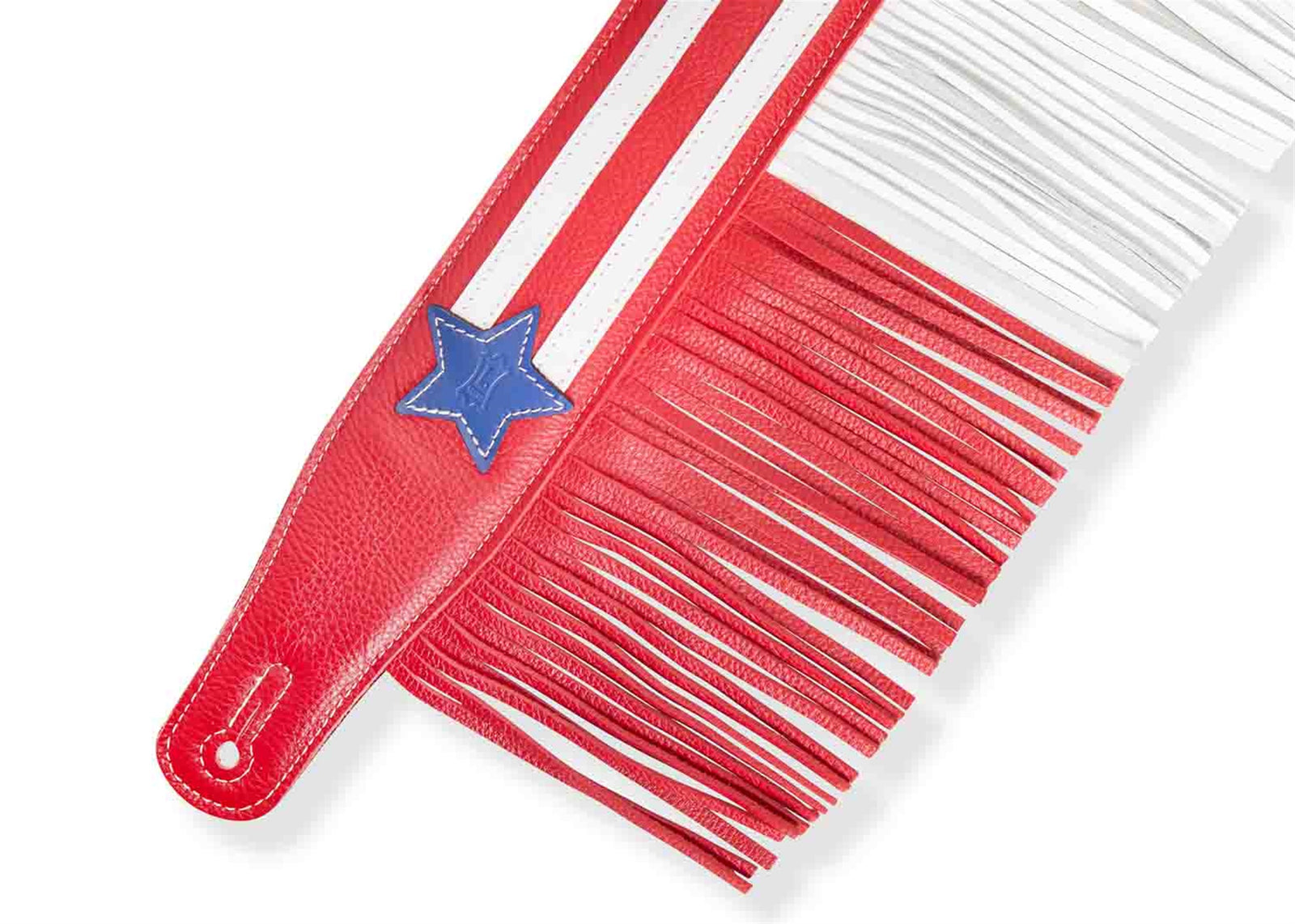 Levy's Leathers MGFUSA-RWB 2″ Americana Fringe Guitar Straps in top Grain Leather - Hollywood DJ