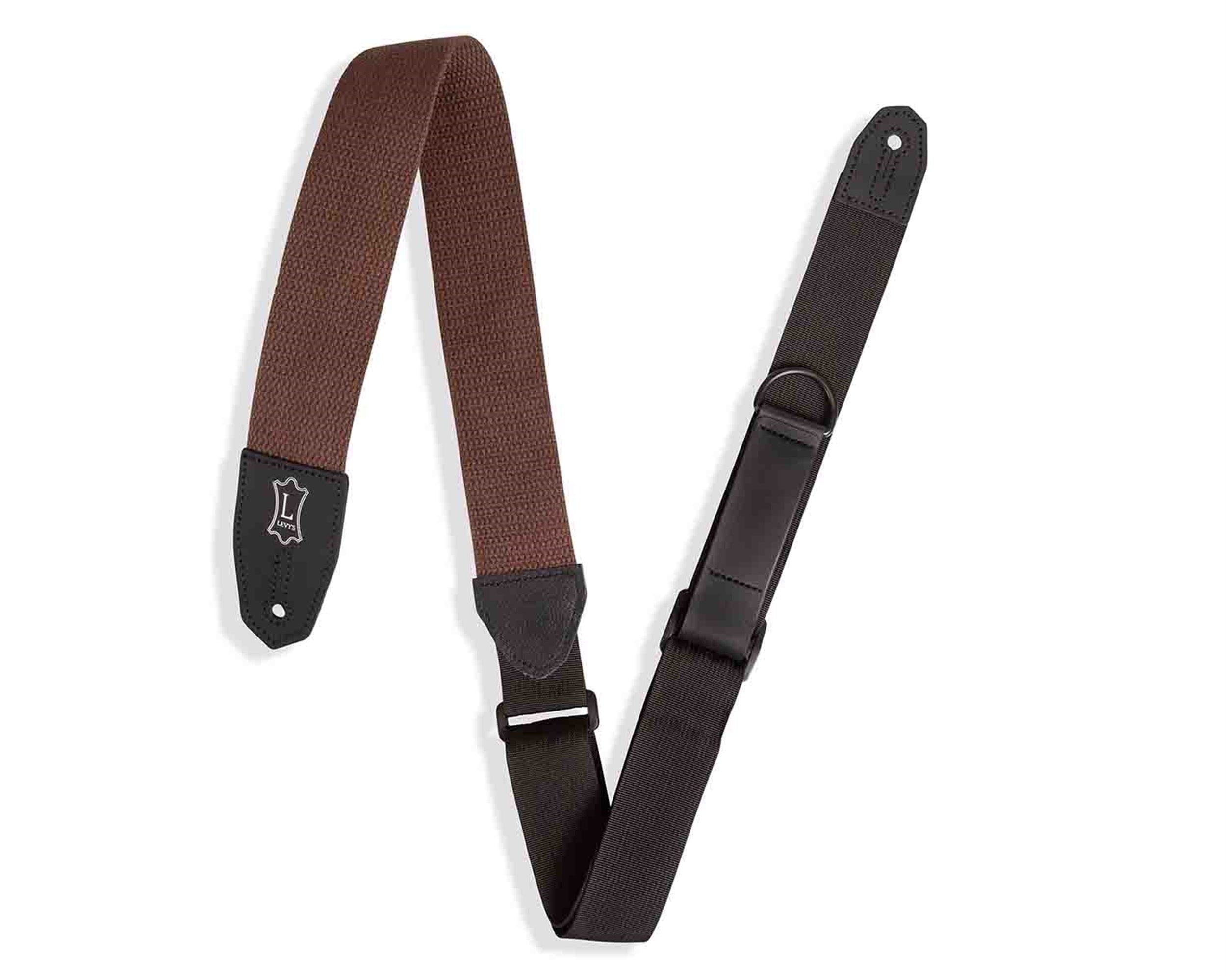 Levy's Leathers MRHC-BRN 3” Right Height Cotton Leather Guitar Strap - Brown - Hollywood DJ
