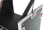 Gator Cases G-TOUR 10X16 PU, 10U Top 16U Side Console Rack Case with Casters - Hollywood DJ
