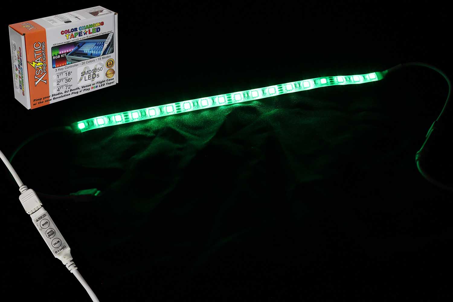ProX X-S18RGBKIT Xstatic RGB LED Strip Kit with 12" Remote Control and Power Supply Included - Hollywood DJ