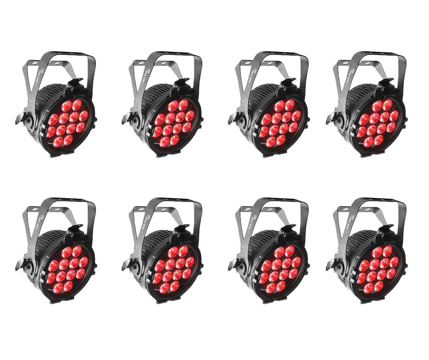 8 Pack of Chauvet DJ SlimPAR Pro H USB, Low-Profile RGBAW+UV LED Light - Hollywood DJ