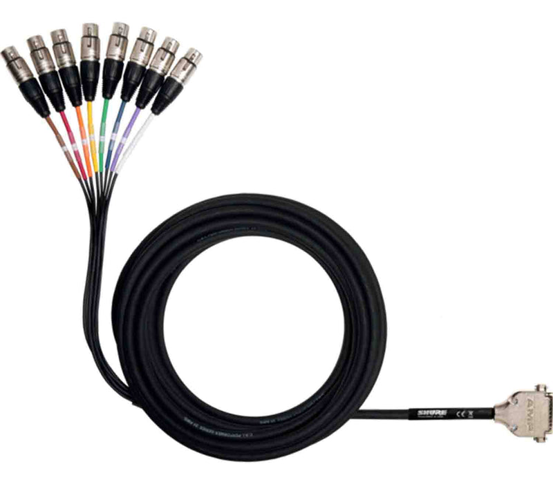 Shure DB25-XLRF 8 Channel DB25 to XLR Female Audio Snake Cable - 25 Feet - Hollywood DJ