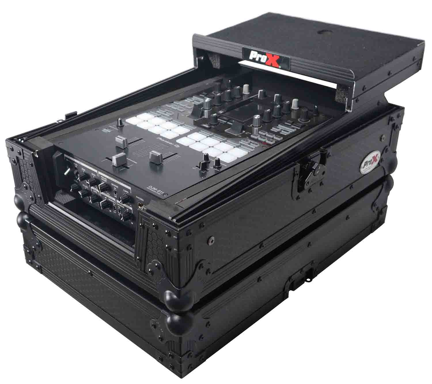 ProX XS-M11LTBL Pioneer DJM-S11 or Rane 72 MK2 Mixer Flight Case with Laptop Shelf - Black - Hollywood DJ