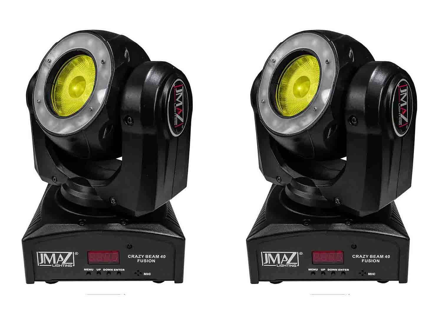 JMAZ JZ3006 Crazy Beam 40 Fusion LED Moving Head with 2 Pack Bundle 12 Tri-Color (RGB) LED Ring - Hollywood DJ