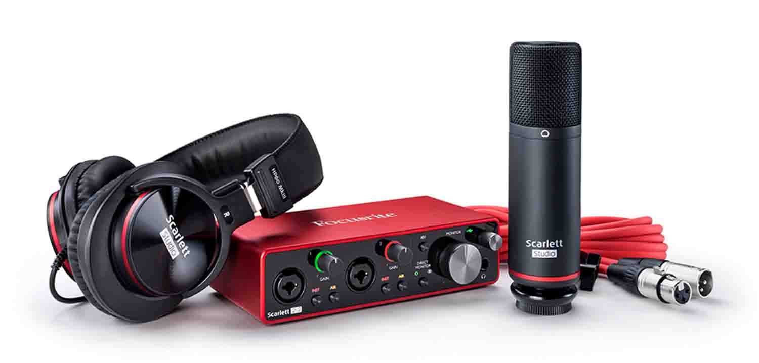 Focusrite Scarlett 2i2 Studio 3rd Gen 2x2 USB Audio Interface with Microphone and Headphones - Hollywood DJ