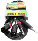 Prox XC-DPXM10 Unbalanced Dual 1/4" TS-M to Dual XLR-M High Performance Audio Cable - 10 Feet - Hollywood DJ