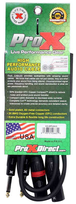 Prox XC-DPXM05 Unbalanced Dual 1/4" TS-M to Dual XLR-M High Performance Audio Cable - 5 Feet - Hollywood DJ