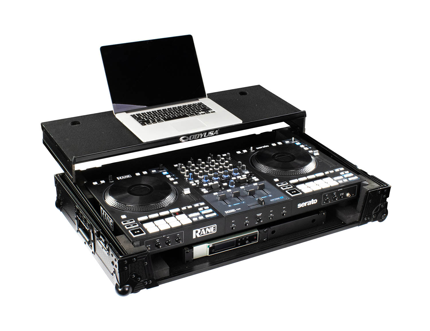 Odyssey 810349 Rane Four I-Board Flight Case with Glide Style Laptop Platform and Wheels - Hollywood DJ