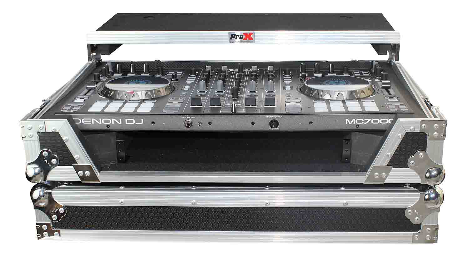 ProX XS-MCX7000WLT LED ATA Flight Case Denon DJ MC7000 Controller with Glide Laptop Sliding Shelf and LED - Hollywood DJ