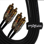 Prox XC-DRCA3 Unbalanced Dual RCA-M to Dual RCA-M High Performance Audio Cable - 3 Feet - Hollywood DJ