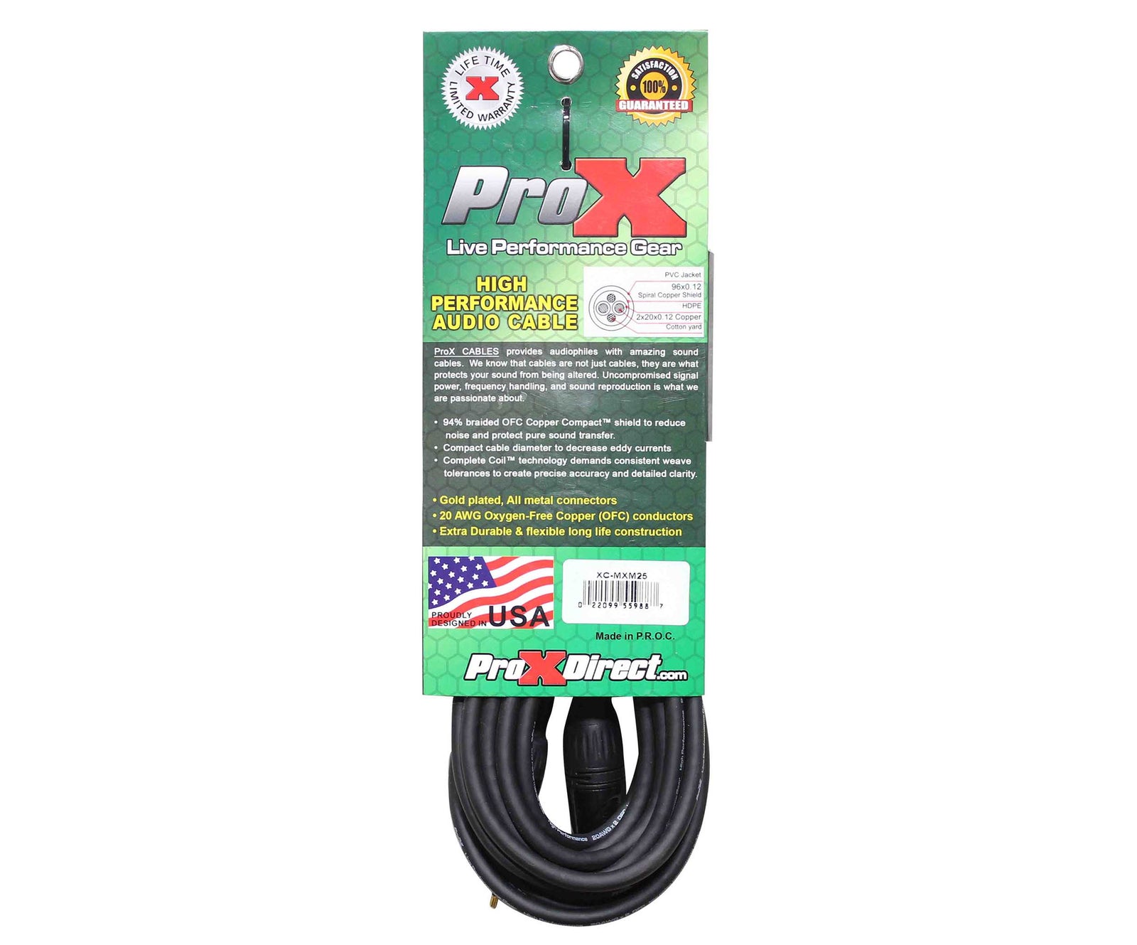 Prox XC-MXM25 Unbalanced 1/8" TRS-M Mini to XLR3-M High Performance Audio Cable - 25 Feet by ProX Cases