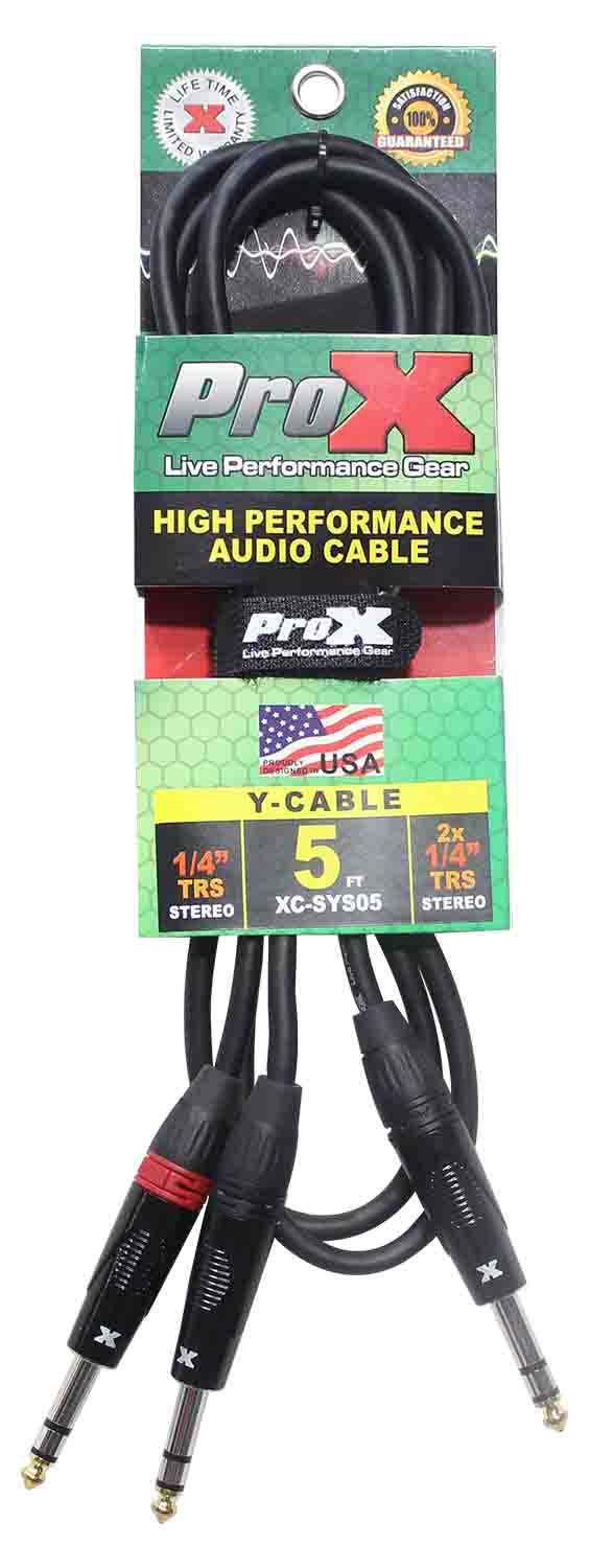 Prox XC-SYS05 1/4" TRS-M to Dual 1/4" TRS-M High Performance Audio Cable - 5 Feet - Hollywood DJ
