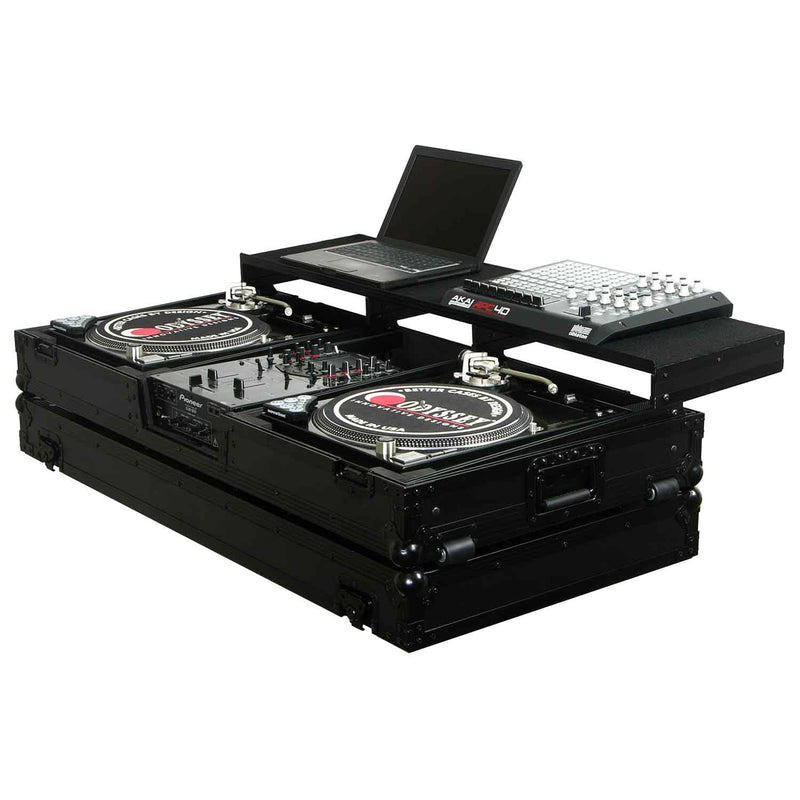 Odyssey FZGSPBM10WBL Universal DJ Flight Coffin Case for 10″ Format DJ Mixer and Two Battle Position Turntables - Black - Hollywood DJ