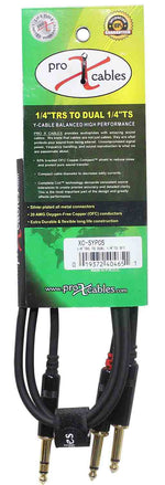 Prox XC-SYP05 Unbalanced TRS-M Stereo to Dual TS-M High Performance Audio Y Cable - 5 Feet - Hollywood DJ