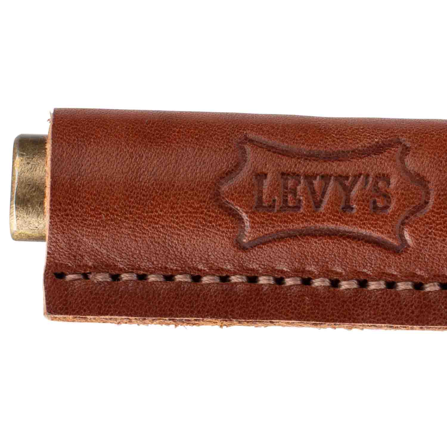 Levy's Leathers LVY-FGHNGR-BRTN Brass Forged Guitar Hanger with Tan Leather - Hollywood DJ