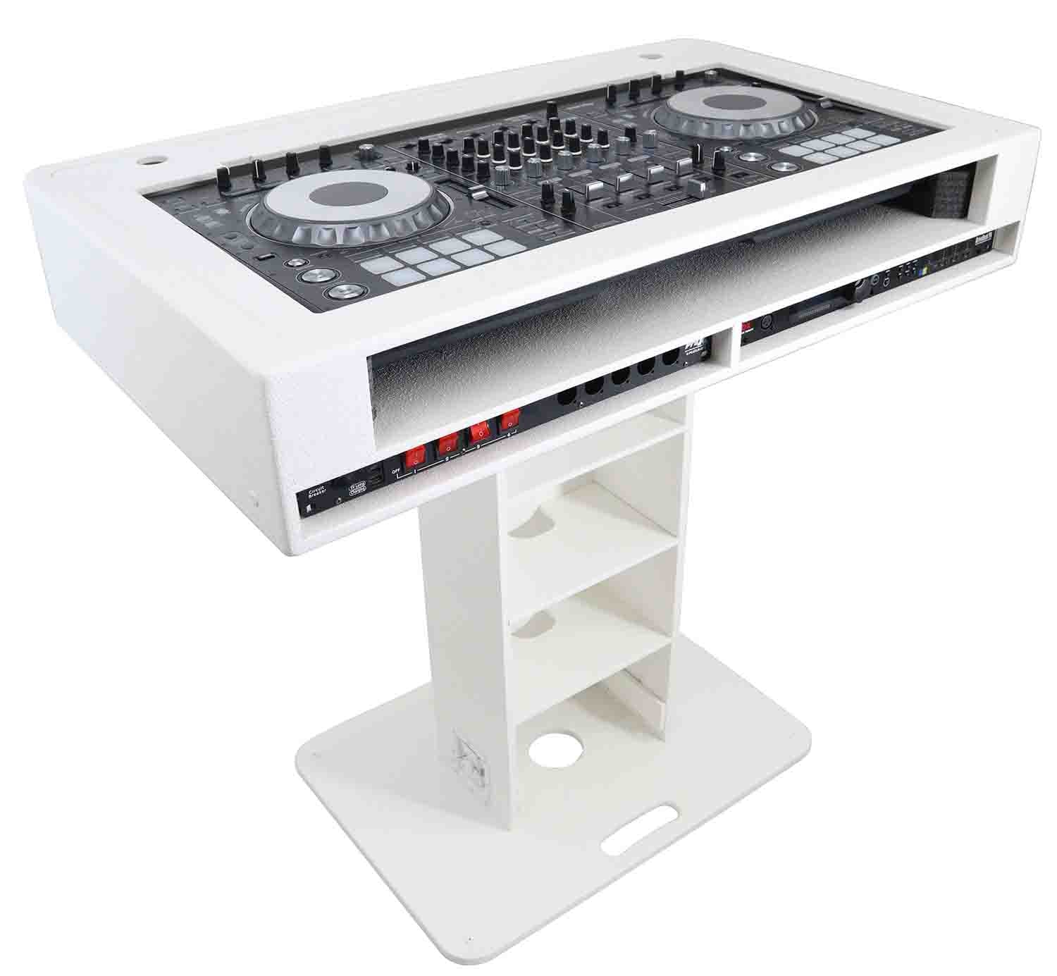 ProX XZF-DJCTW2UCASE Control Tower DJ Stand with 2x1U Rack Laptop Arm and  Cases for Pioneer XDJ-XZ, DDJ-1000 SRT, RANE One, and SX3 - White Finish