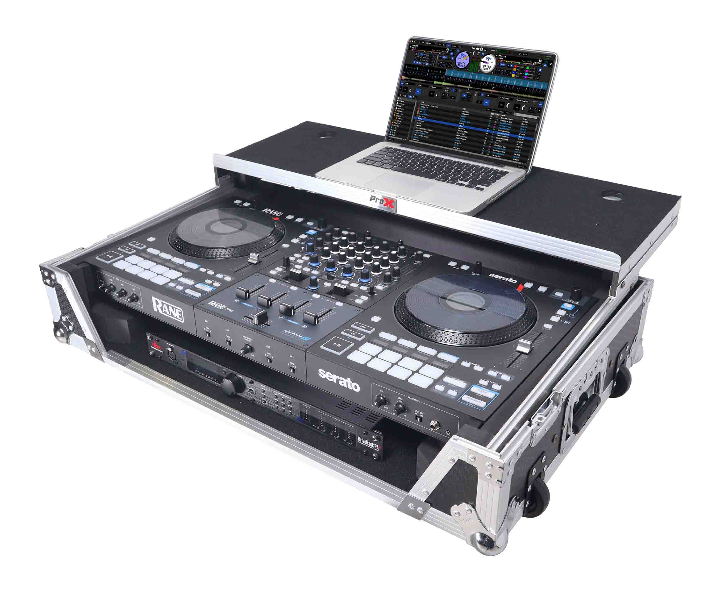ProX XS-RANEFOUR WLT ATA Flight Style Road Case for RANE Four DJ Controller with Laptop Shelf - Hollywood DJ