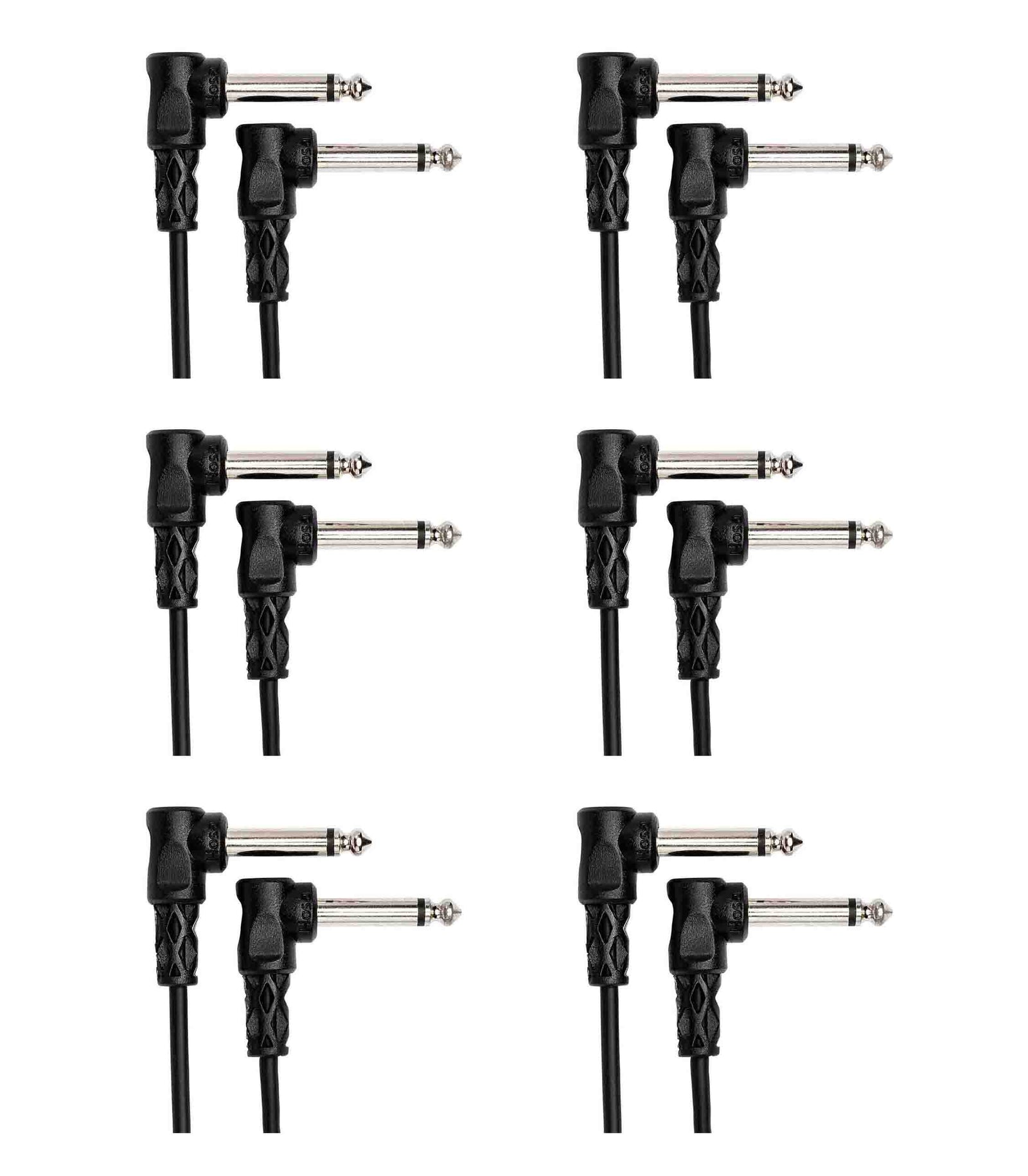 Hosa CFS-106, 6 Inch Molded Right-Angle Guitar Patch Cable - 6 Pack - Hollywood DJ