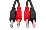 Hosa Stereo Interconnect Cable, Dual 1/4 in TS to Same - Hollywood DJ