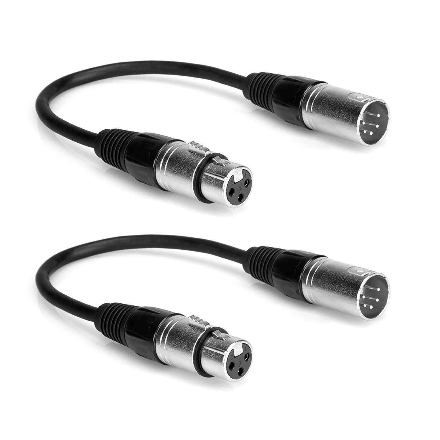Hosa DMX-106 DMX512 Adaptor, XLR5M to XLR3F (6 Inch) - 2 Pack Hosa