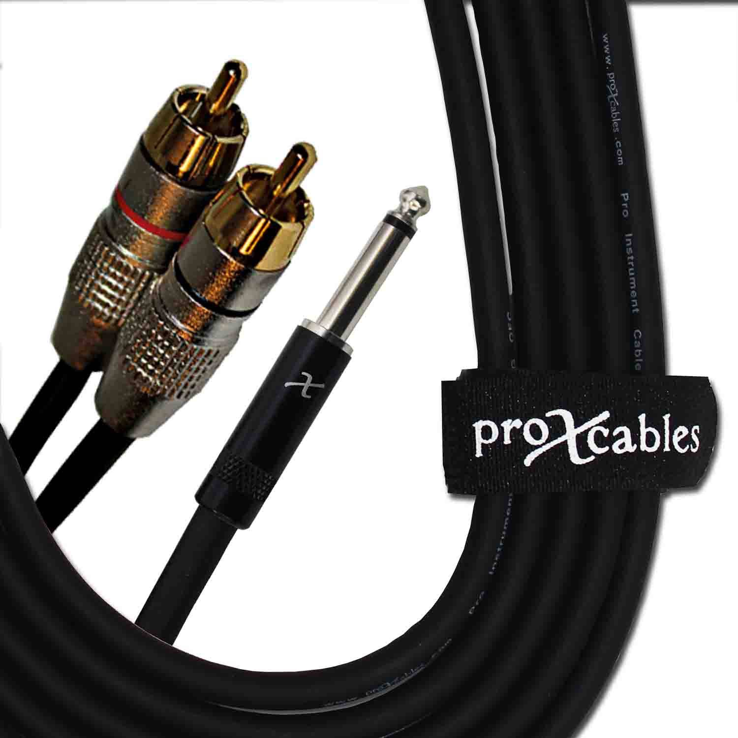 Prox XC-PYR05 Unbalanced 1/4" TS-M to Dual RCA-M High Performance Audio Y Cable - 5 Feet - Hollywood DJ