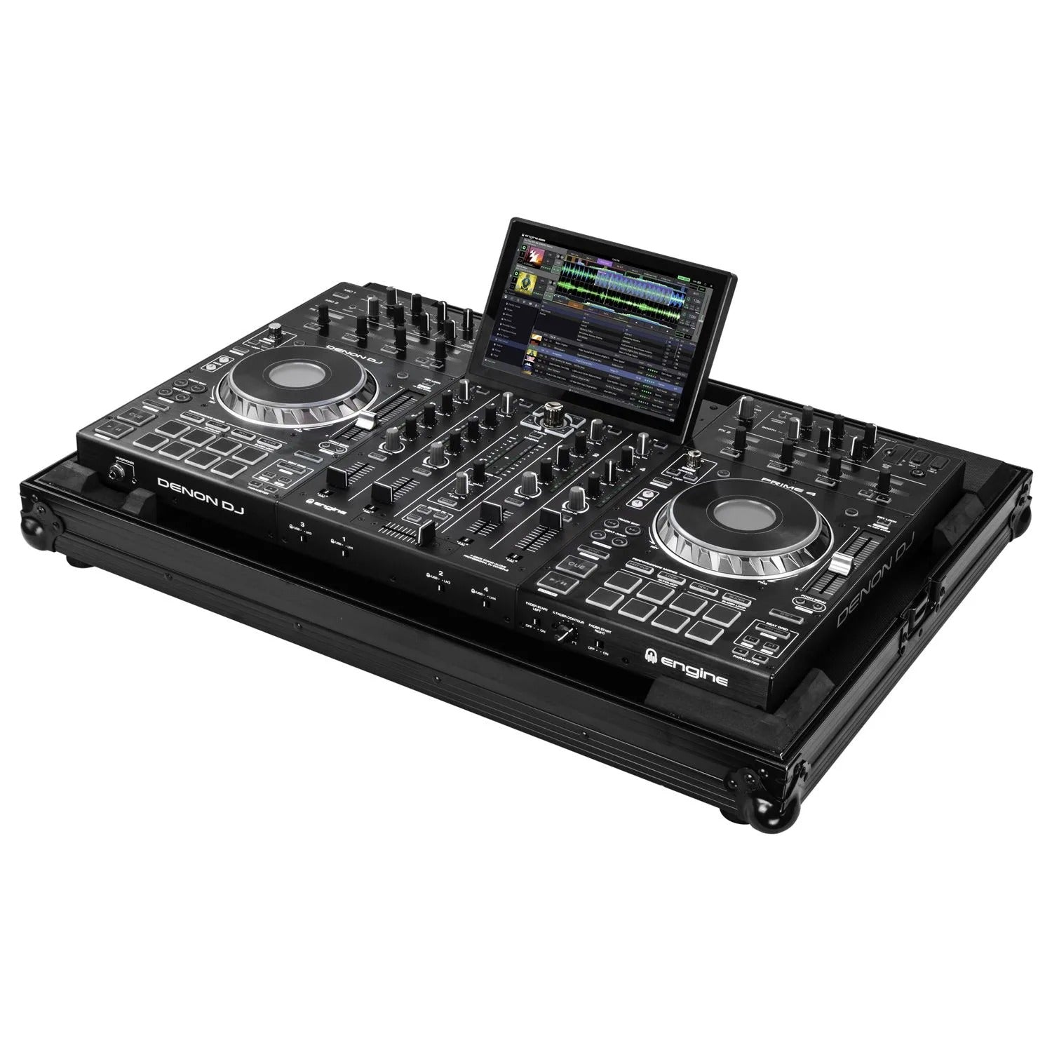 Open Box: Odyssey FZDNPRIME4BL, Denon Prime 4 Black Low Profile Flight Case - Hollywood DJ