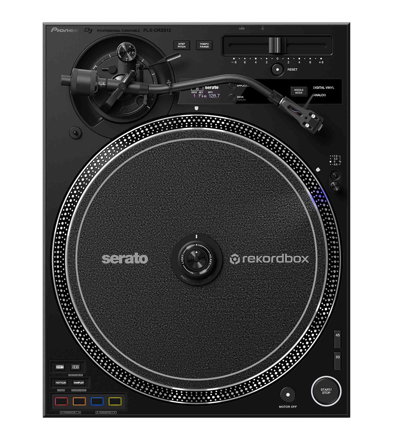 Pioneer DJ PLX-CRSS12 Hybrid Turntable Package with S5 DJ Mixer and Flight Coffin Case by Pioneer DJ