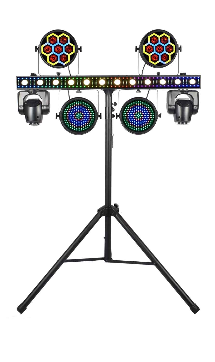 JMAZ JZ2008 Versa Flex Bar All-In-One Lighting System with 2 Movers and FX Bar - Hollywood DJ