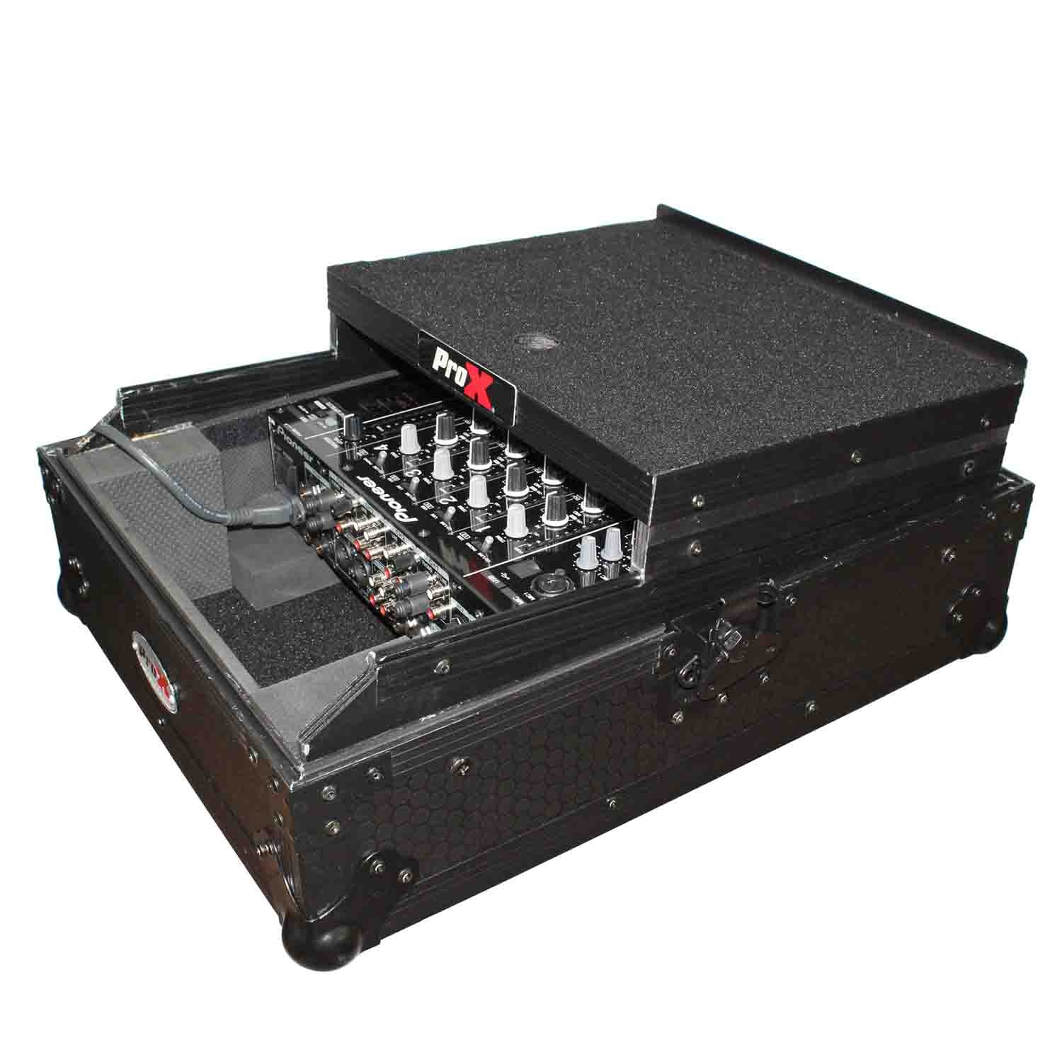ProX XS-M12LTBL DJ Flight Case For Large Format 12" Universal DJ Mixer With Laptop Shelf - Hollywood DJ